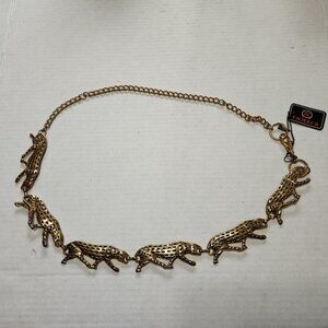 New Comeco Goldtone Leopard Belt - Adjustable - 40"